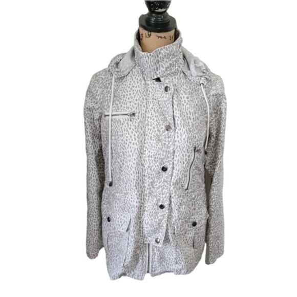 XS Joie leopard print white and gray hooded jacket - Picture 7 of 9